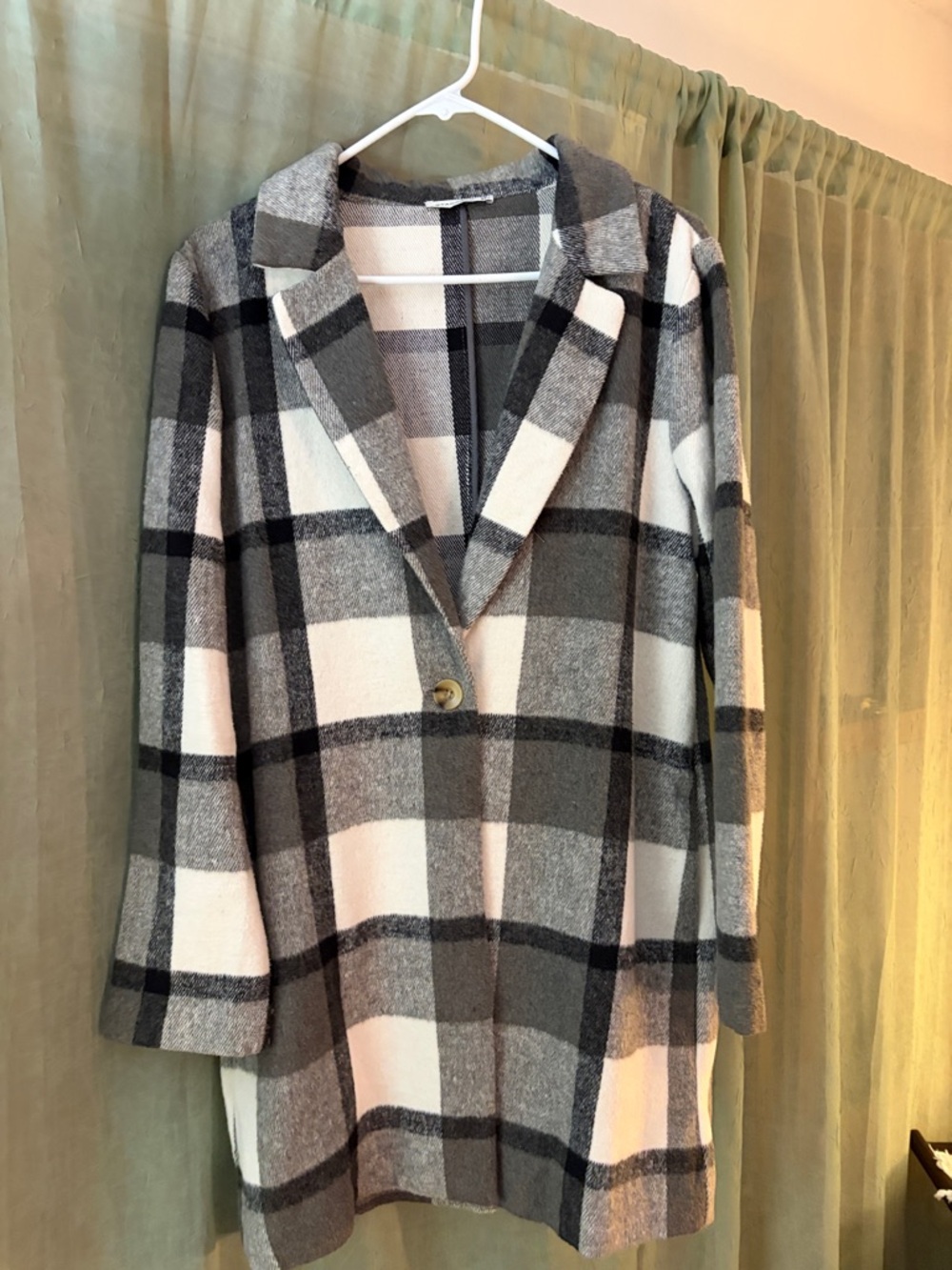 Staccato Gray & White Plaid Single-Button Pea Coat